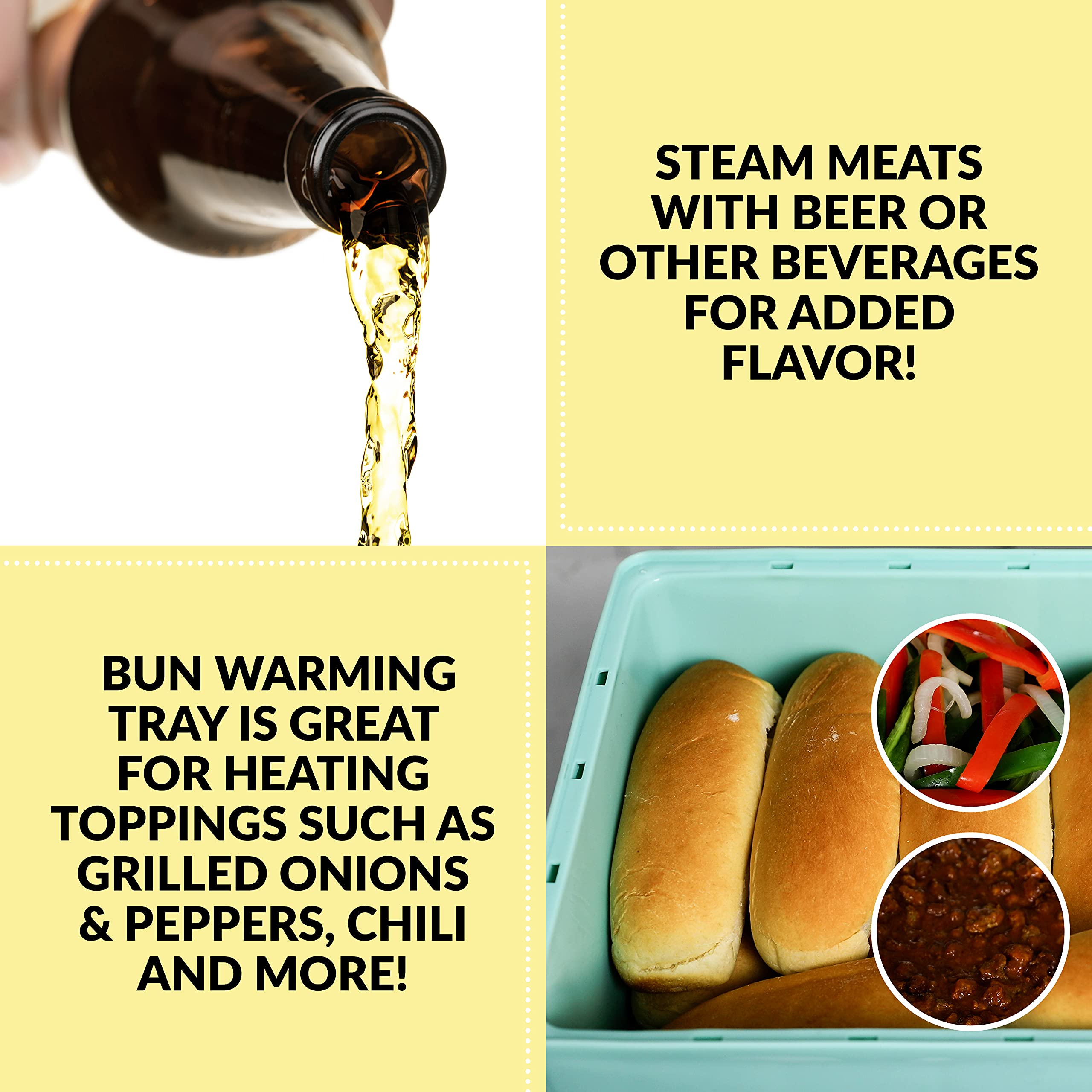 Nostalgia Extra Large Diner-Style Steamer, 20 Hot Dogs And 6 Bun Capacity, Perfect For Breakfast Sausages, Brats, Vegetables, Fi